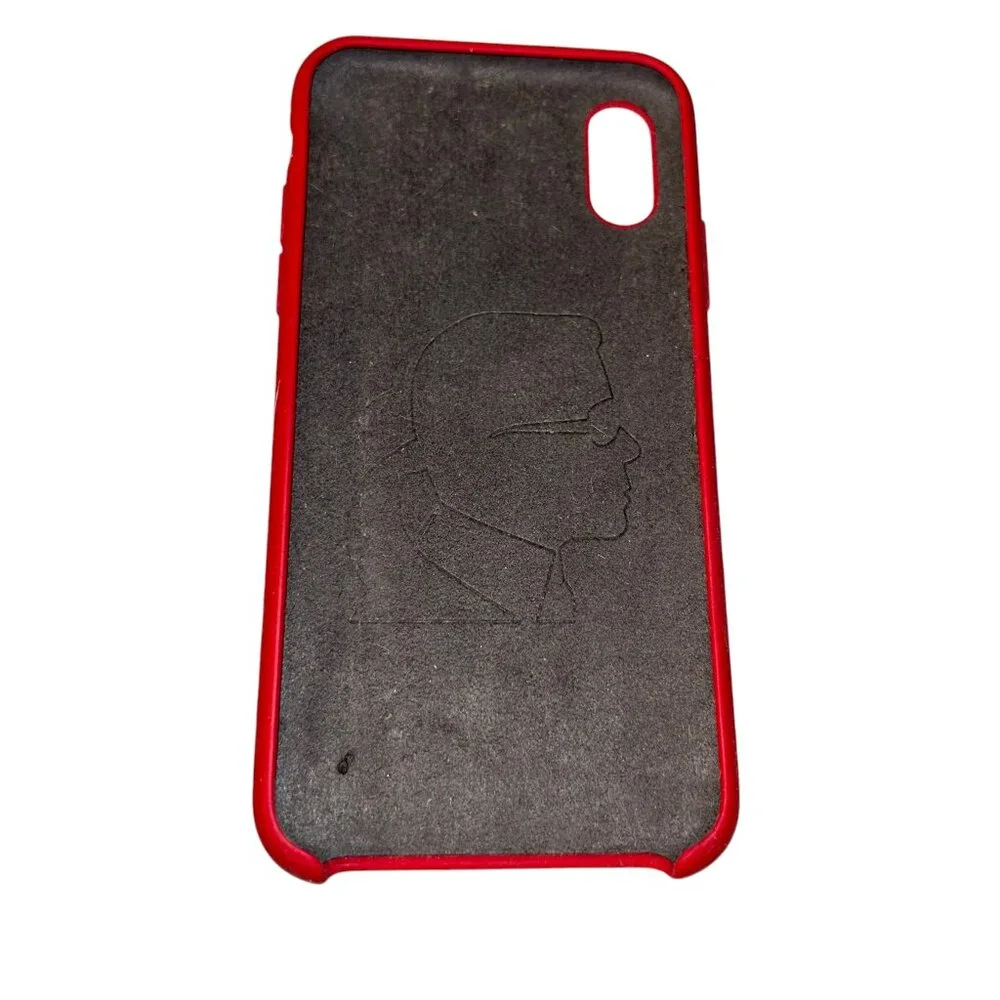 Karl Lagerfeld red black classic logo print plastic rubber cell phone protector